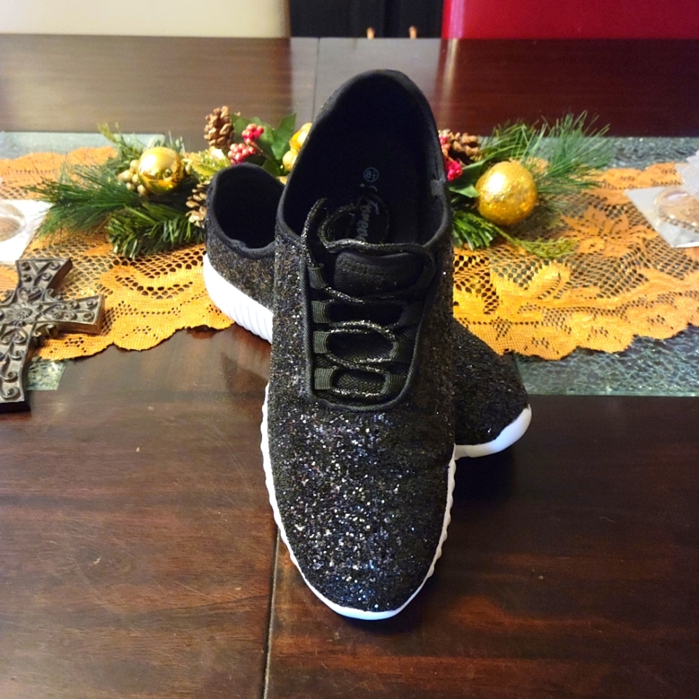 Glittery Black Sneakers Sz. 8.5